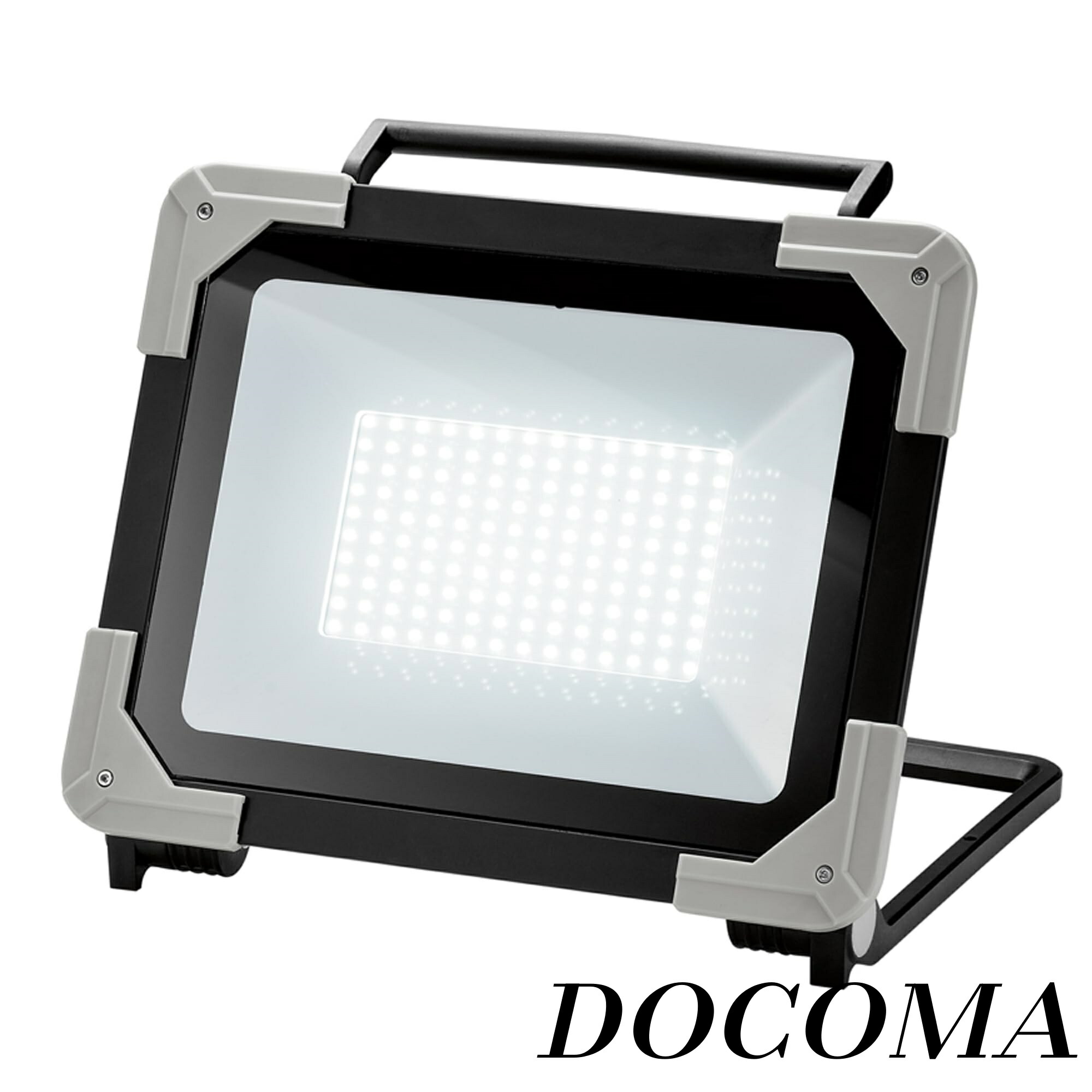 【まとめ買いで最大500円OFFクーポン!】【送料無料】MAN LED 薄型 コンパクト LEDライト 作業灯 投光器 10000ルーメン 防じん 防水 IP65 光量4段階調節 広角 ブラック&times;グレー ワークライト電源コード2m 100W WLT-100LA｜ドゥコマ