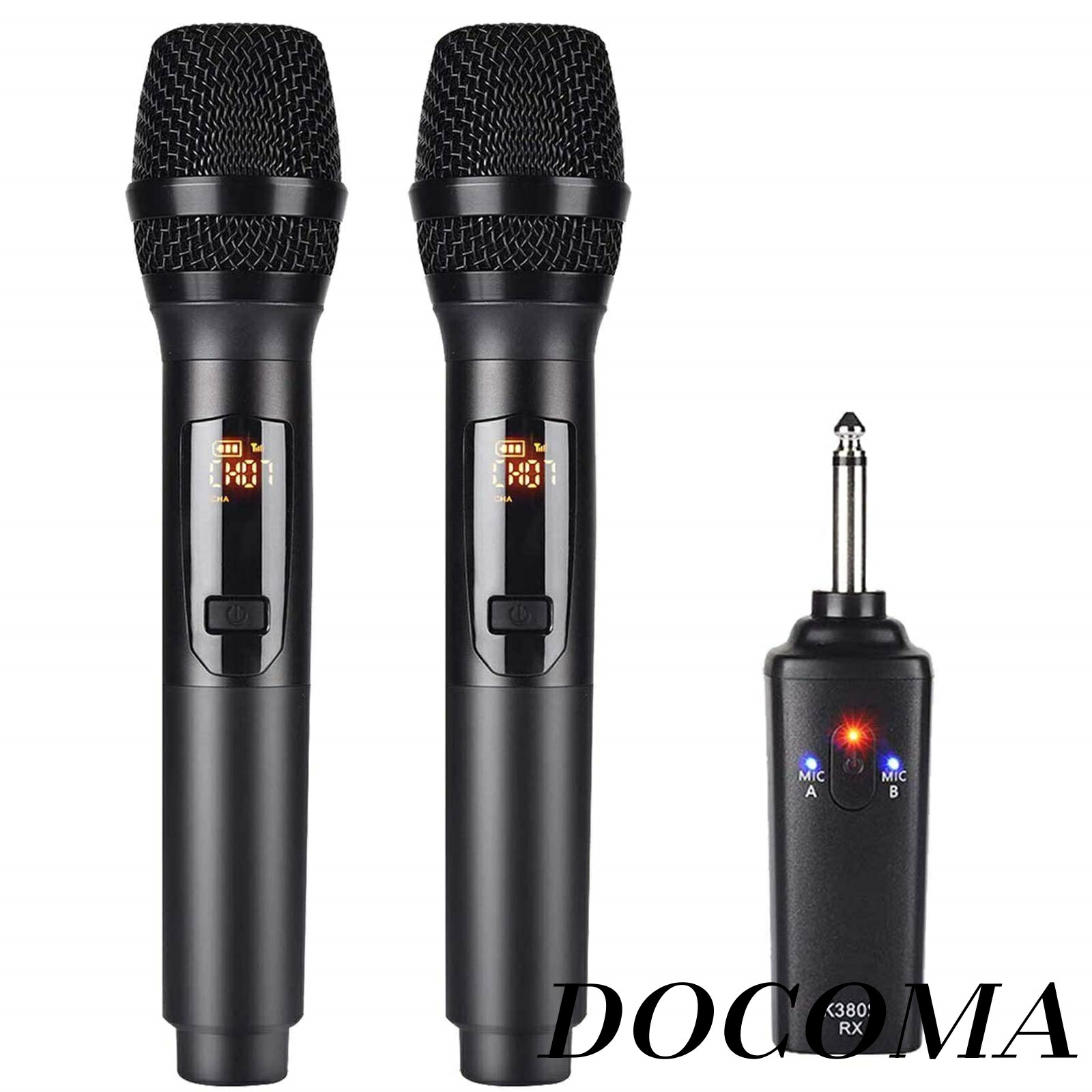 【まとめ買いで最大500円OFFクーポン!】【送料無料】無線マイク 充電式ダイナミックマイク UHF 10チャンネル 技適認証済 ハンドヘルドマイク 6.35mmレシーバ付き 複数台同時使用 日本語取扱書付き 会議 カラオケマイク ホームパーティーに大活躍【2本セット】