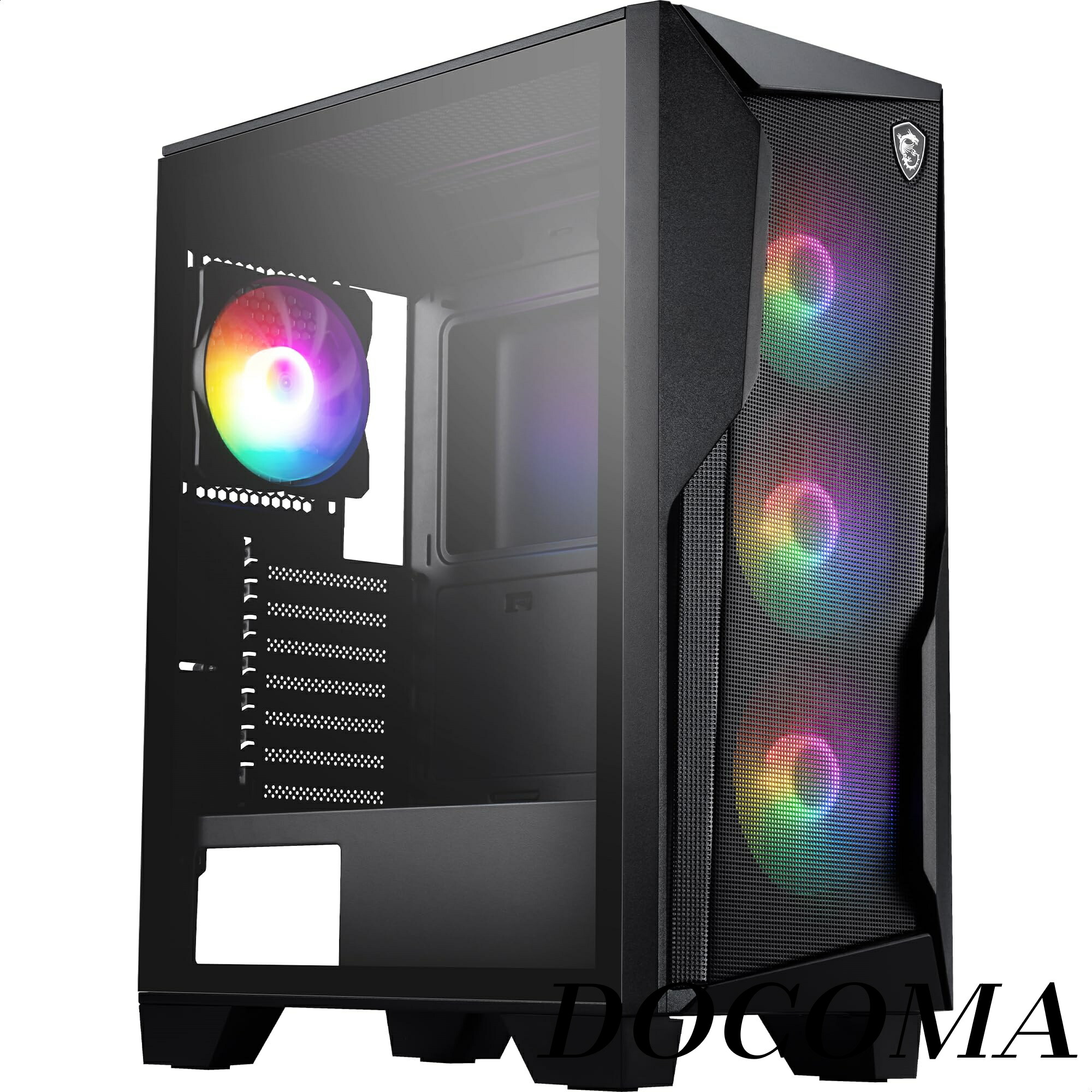 【まとめ買いで最大1000円OFFクーポン!】【送料無料】MAG FORGE 130A AIRFLOW PCケース ATX ミドルタワー 黒 RGB ファン4基付き 強化ガラスサイドパネル マグネット式ダストフィルター CS9324