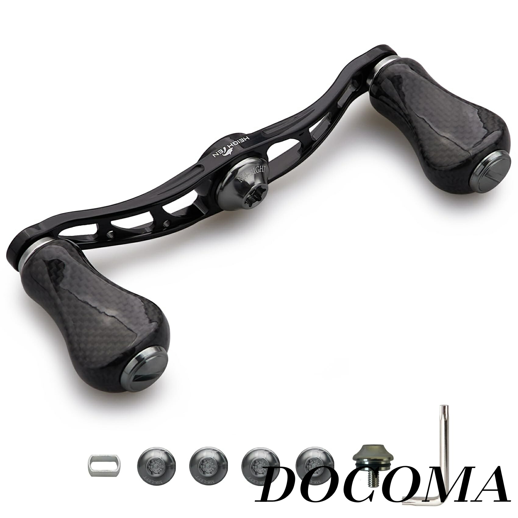 【まとめ買いで最大500円OFFクーポン!】【送料無料】リール ハンドル 20mm/21mm カーボンノブ搭載 シマノ(SHIMANO) ダイワ(DAIWA) アブ(Abu) 通用 ベイトリール 用 Arch Gourd Series (90mmハンドル - 20mmノブ - ガンメタル) (1054)