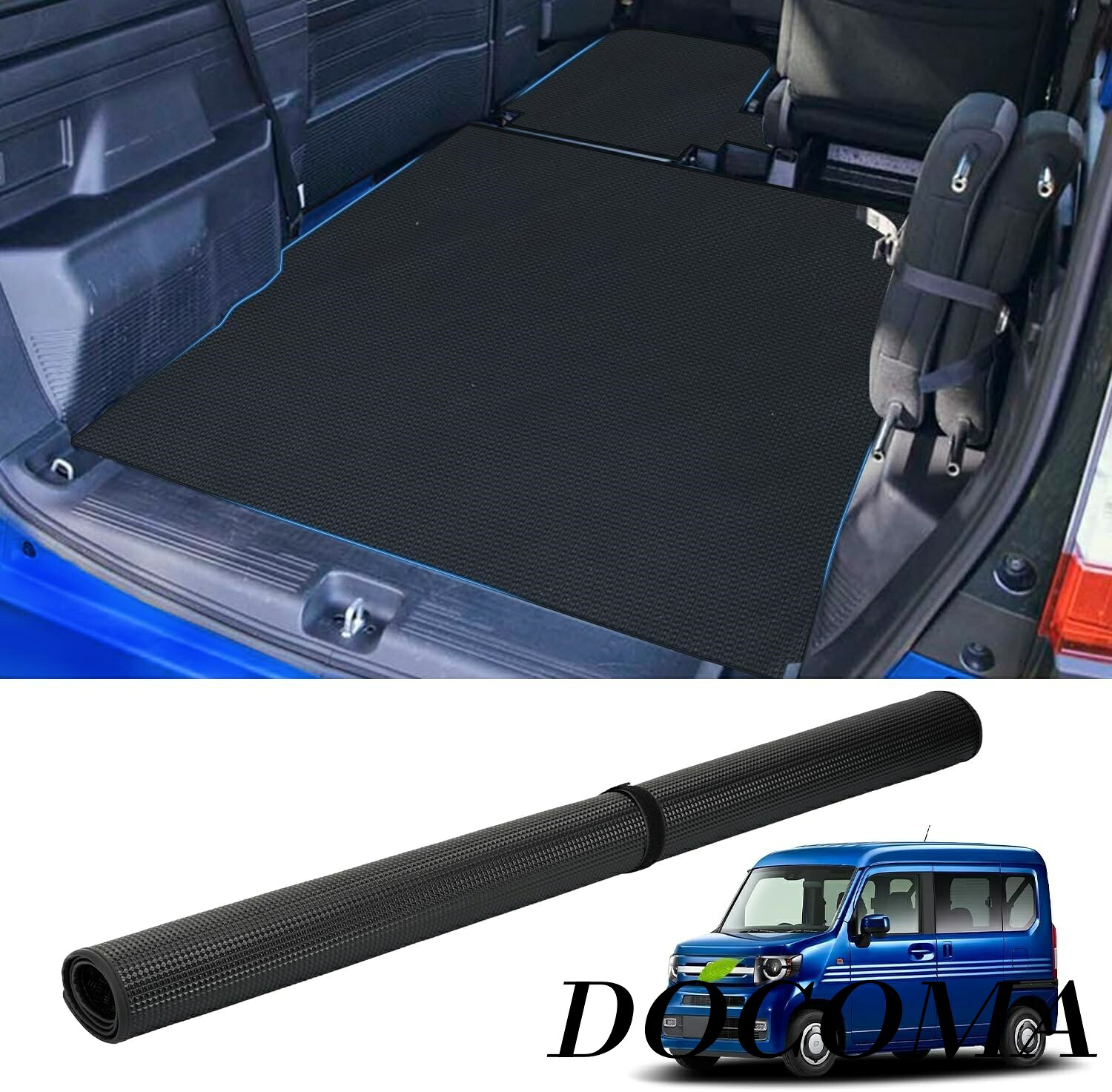【まとめ買いで最大500円OFFクーポン!】【送料無料】N-VAN JJ1/JJ2系 ラゲッジマット 荷台用 2枚入り 防キズ 防水 防汚 滑り止め カーマットN-VAN JJ1/JJ2系 平成30年～現行 ラゲッジマット＋助手席フロアマット 車種専用設計 トランクマット 防水 耐摩擦 耐汚れ ズレ防止 内｜ドゥコマ
