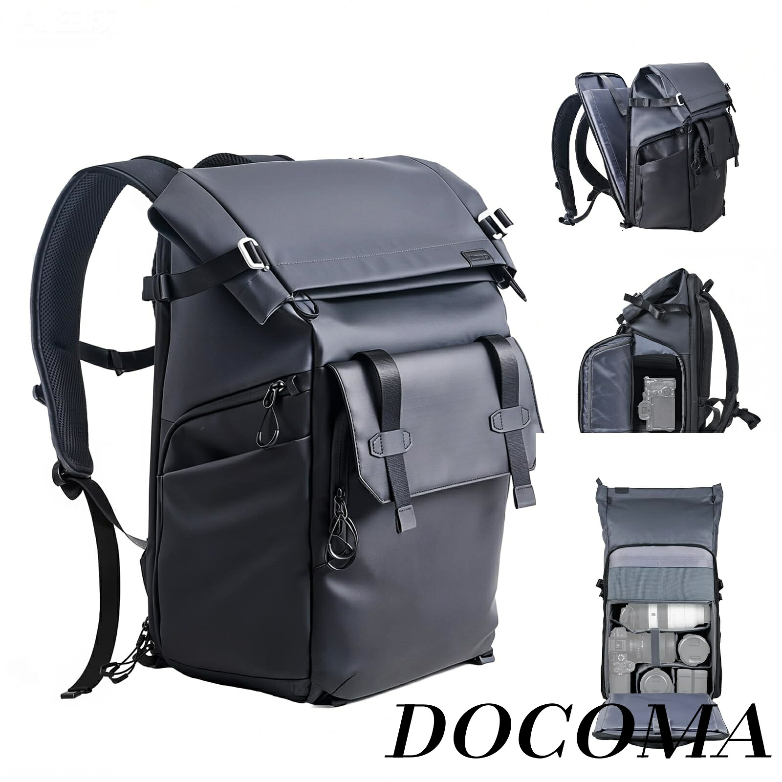 【まとめ買いで最大500円OFFクーポン!】【送料無料】カメラバッグ 25L＋5L拡張 大容量 仕切り調整可 3WAYアクセス 撥水加工 三脚収納対応 スーツケース取付可 15.6インチPC収納 撮影・登山・旅行 プロ用カメラバックパック C6