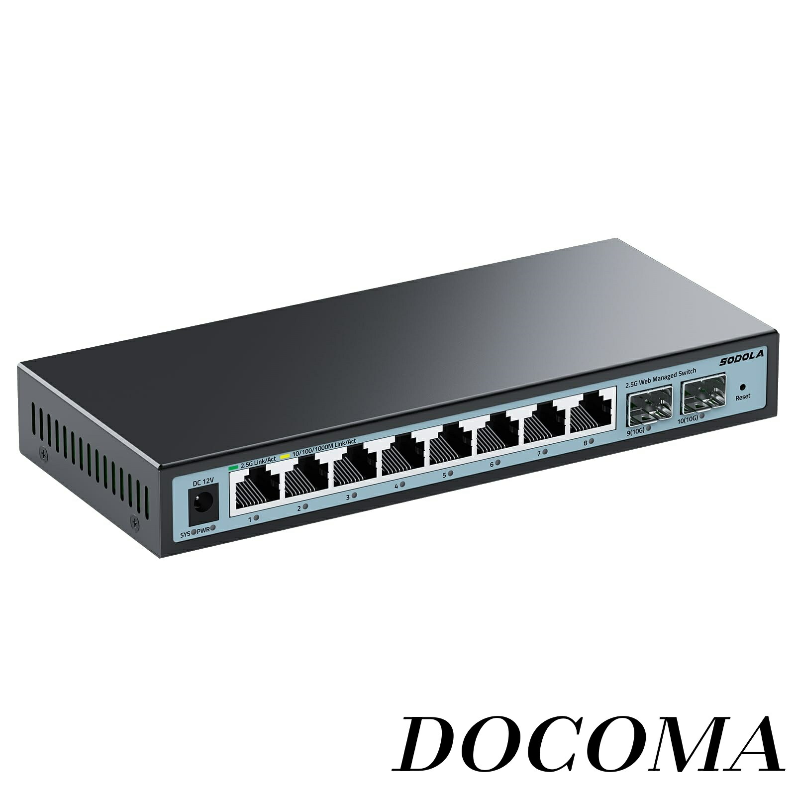 【まとめ買いで最大500円OFFクーポン!】【送料無料】2.5gbps スイッチングハブ 10ポート（8x2.5G RJ45と2x10G SFP+） 搭載 Web管理対応 ファンレス静音設計 卓上型または壁掛け式 家庭用およびオフィス用 ネットワーク管理型スイッチングハブ