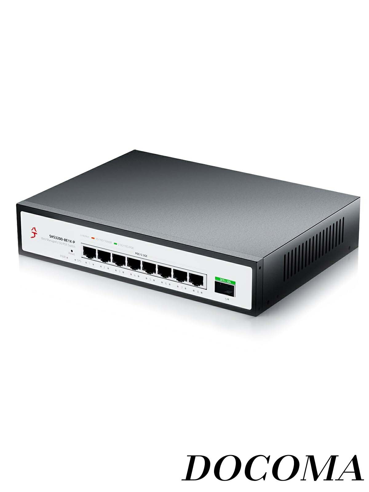 【まとめ買いで最大500円OFFクーポン!】【送料無料】PoE ハブ WEB管理 2.5Gスイッチ PoE +電源 (8ポート2.5G + 1ポート10G) セキュリティ防犯カメラ AP VLANアグリゲーション スプリッタハブ | SKS3200-8E1X-P