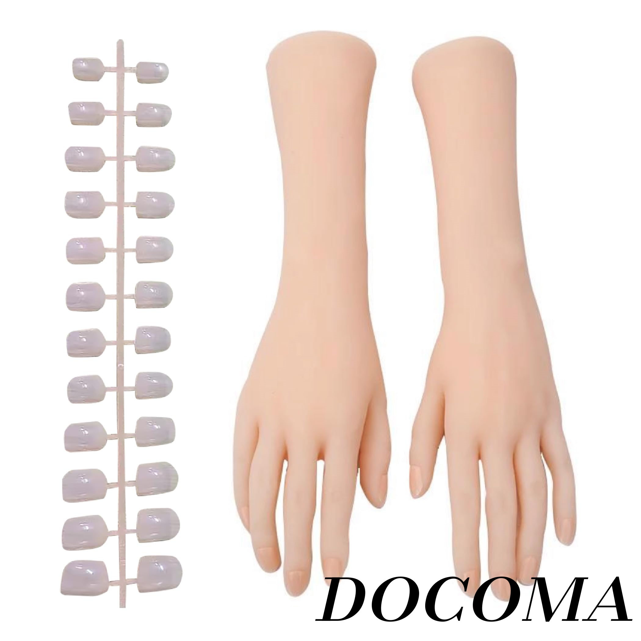 【まとめ買いで最大500円OFFクーポン!】【送料無料】手 模型 骨格付き シリコン 可動 女性 ハンドモデル マネキン 付け爪付属 両手セット