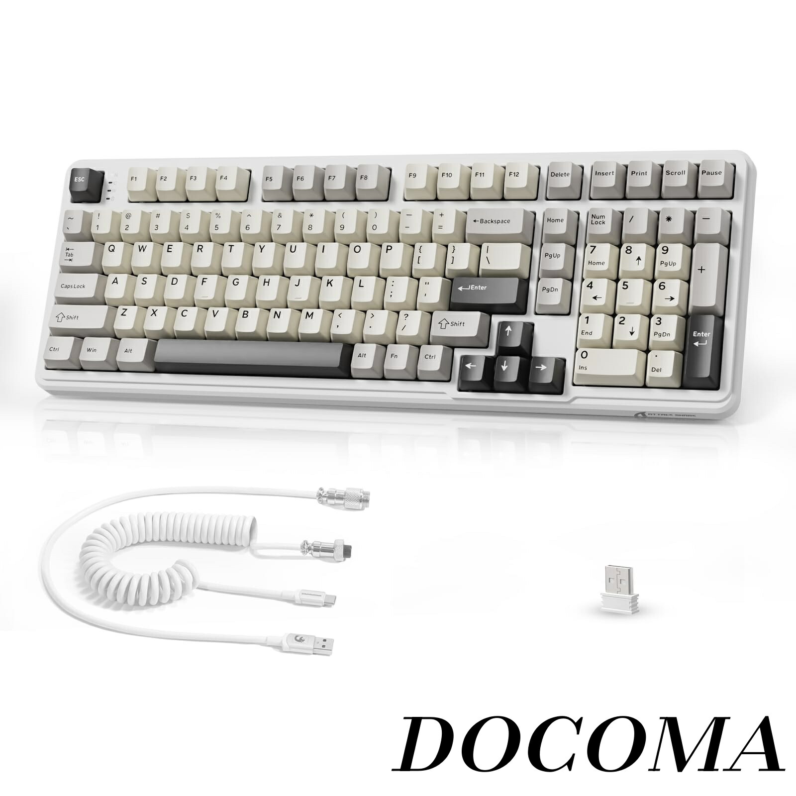 【まとめ買いで最大500円OFFクーポン!】【送料無料】× ATTACK SHARK X98PRO ゲーミングキーボード 98キー 3モード接続（Bluetooth/2.4G/有線）メカニカルキーボードワイヤレス ガスケット構造 5層消音設計 カスタムリニアブルーベリー軸 熱交換可能 RGBバックライト PBTキー
