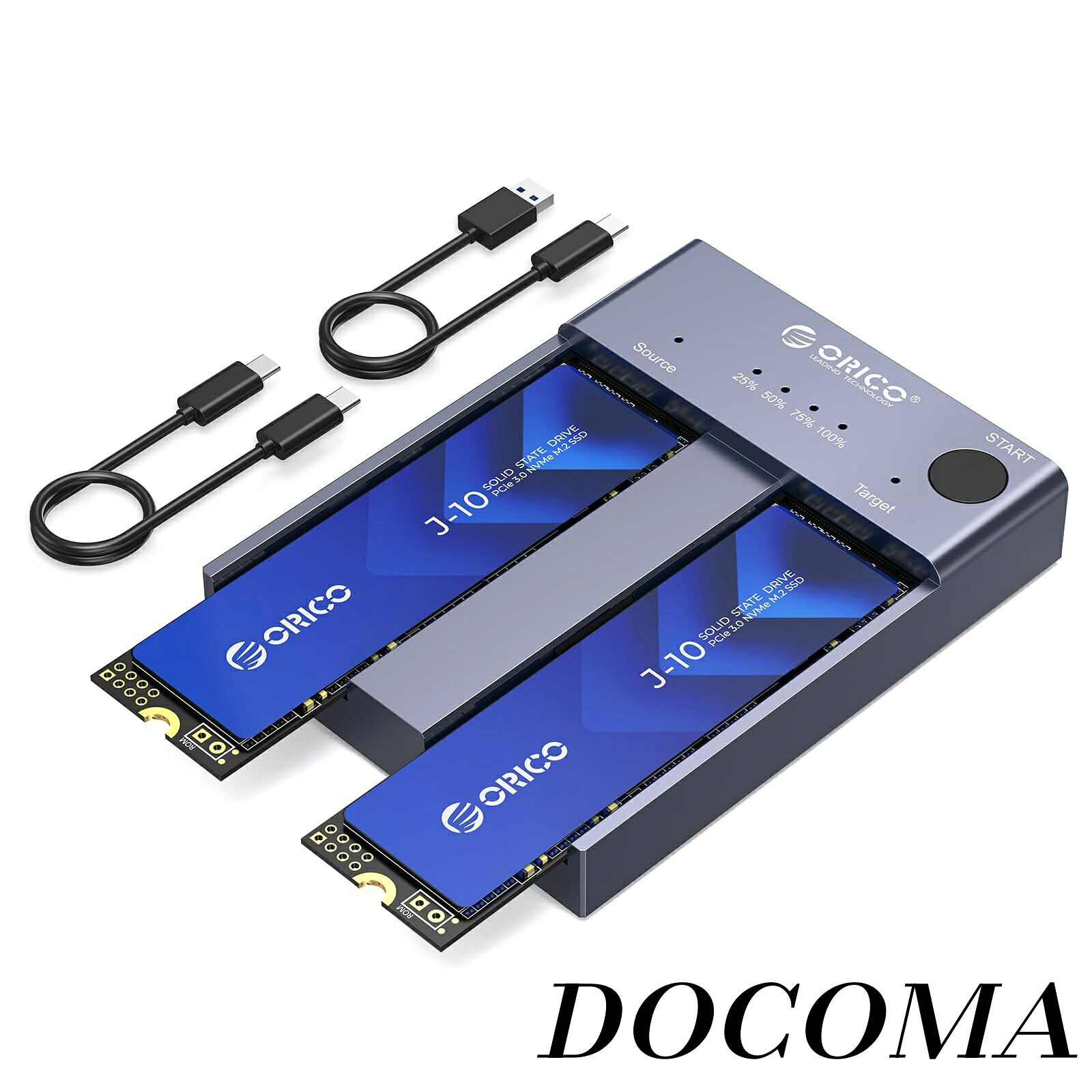 【まとめ買いで最大500円OFFクーポン!】【送料無料】USB-C NVME M.2 SSDケース 2ベイ コピー機能付 USB3.1 外付けケース M-Key / B&M Key（Nvmeのみ）に対応 USB 3.1 Gen2 10Gbps UASPサポート 2230/2242/2260/2280 SSD対応 M.5 SSD 変換アダプタ エンクロージャ ケース グレ