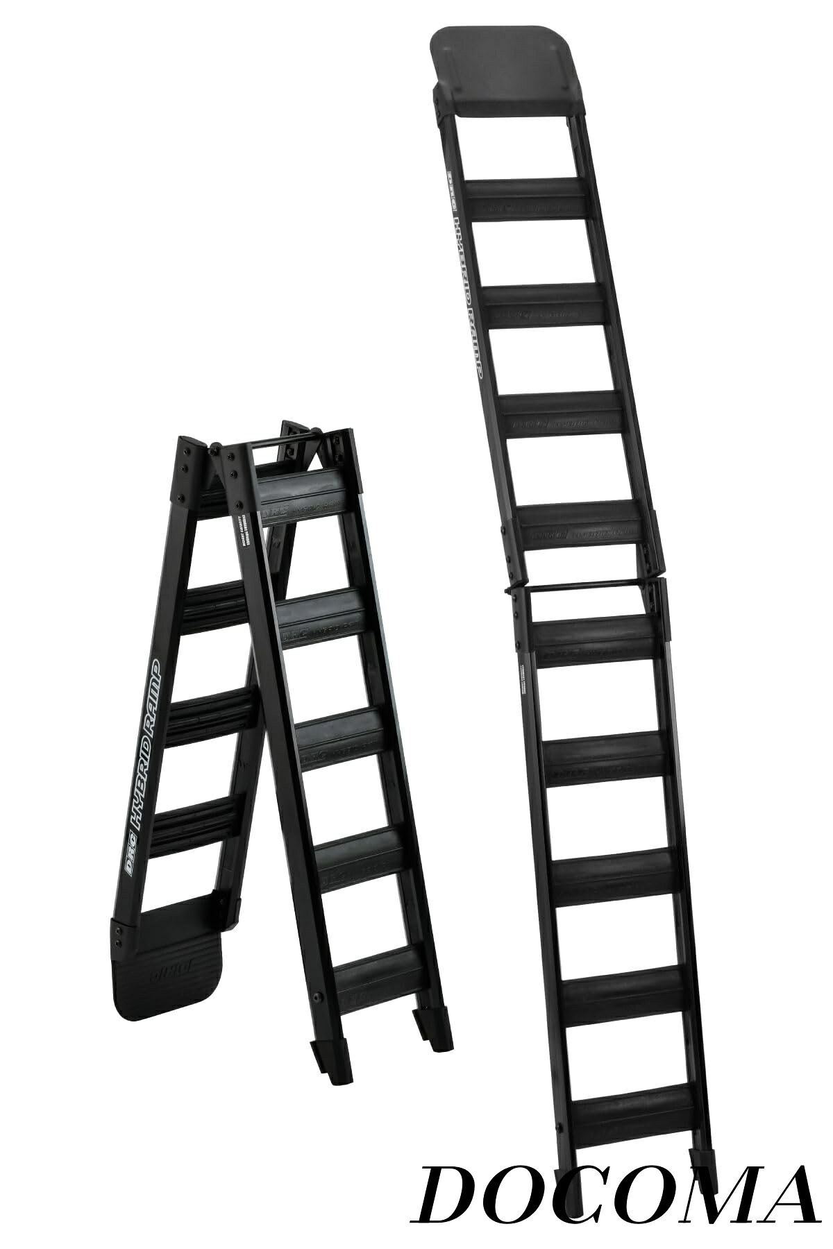 【まとめ買いで最大500円OFFクーポン!】【送料無料】180cm ブラック 折りたたみタイプ 耐荷重 190kg 軽量 アルミ/樹脂 バイク オートバイ トランポ ラダー ブリッジ スロープ ダートフリーク Dirtfreak G4725