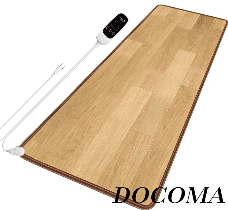 【まとめ買いで最大500円OFFクーポン!】【送料無料】防水マット ホットキッチンマット 温度調整可 足元ヒーター 55*150cm 暖房 寒さ対策 電気カーペット省エネ ブラウン ホットパッド (電源コード：左上)