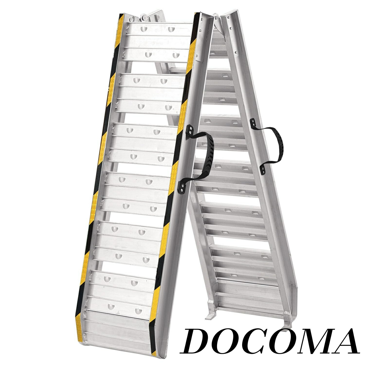【まとめ買いで最大500円OFFクーポン!】【送料無料】1本セット 長さ182.5cm 幅29.5cm 耐荷重260kg 折り畳み式 軽量 アルミラダー コンパクト 滑りにくい 取っ手付き アルミブリッジ バイク スロープ…