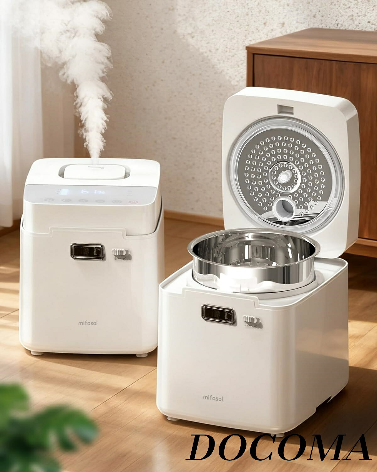 【まとめ買いで最大500円OFFクーポン!】【送料無料】加湿器 スチーム式 加熱式 3.3L 大容量. 100℃高温除菌 加湿量 800ml/h 22? 上部給水 キューブ型 お手入れ簡単 SUS304ステンレス製水タンク 食器洗い機対応 ミスト3段階自動湿度調整 おやすみモード 切タイマー付き 連続9|ドゥコマ