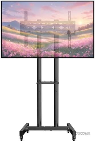 【送料無料】テレビスタンド 移動式 32-70インチ対応 液晶モニター用 上下傾斜 高さ調整 360°回転 VESA対応 600x400mm 耐荷重50kg キャスター付き 掃除簡単 省スペース 安定設計 業務用 家庭用 取り付け簡単|ドゥコマ