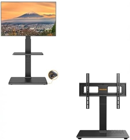 【送料無料】テレビスタンド 2点セット 自立式+卓上式 安定構造 省スペース シンプルデザイン おしゃれ リビング 寝室 オフィス 設置簡単 移動便利 テレビ台不要｜ドゥコマ