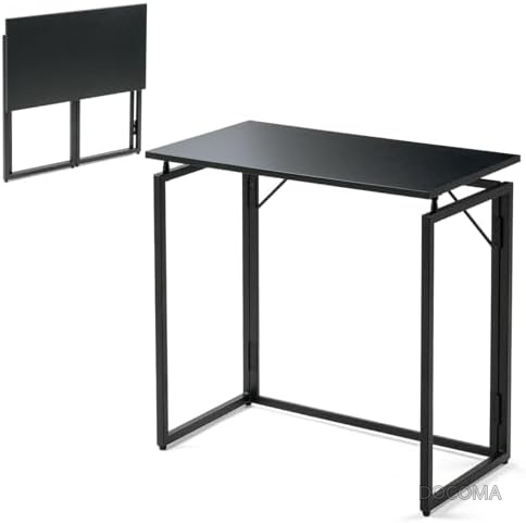 【送料無料】折りたたみデスク コンパクト 幅73&times;奥行40&times;高さ70cm 耐荷重20kg パソコンデスク 折り畳みテーブル ブラック 簡単3ステップ 収納便利｜ドゥコマ