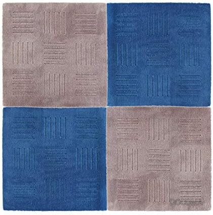 【送料無料】オフィスチェアマット 60cm&times;60cm 4枚セット ブルー&times;ブラウン 床傷防止 滑り止め付き 在宅勤務 高さ10mm｜ドゥコマ
