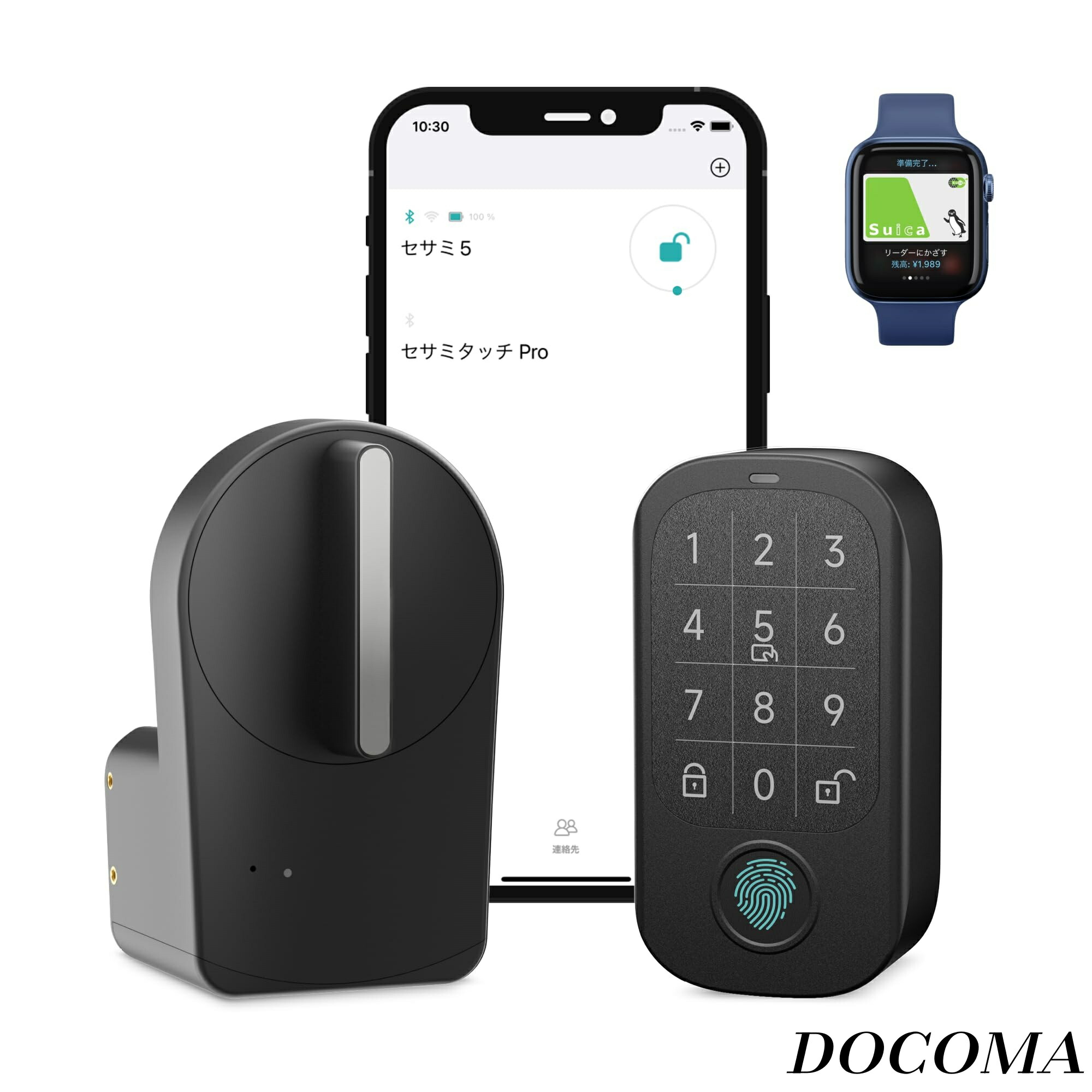 【まとめ買いで最大500円OFFクーポン!】【送料無料】House) セサミ5+セサミタッチPro スマートロック ブラック 後付け型 指紋認証 ICカードリーダー 暗証番号|ドゥコマ