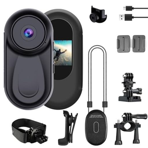 アクションカメラ小型vlogカメラウェアラブルカメラ小型小型ビデオカメラ0.85インチワンクリックで撮影360度回転可能1080P画質ボディカムクリップ型120°広角ガラスレンズ150分連続使用…