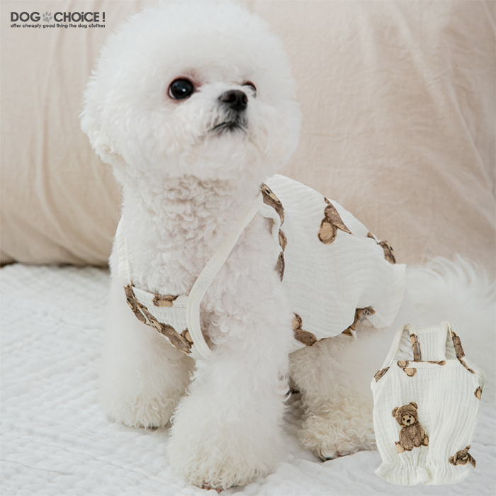 犬服 ドッグウェア キャミソール 送料無料 ワンピース クマイラストがとても可愛いキャミソール 春夏モデル
