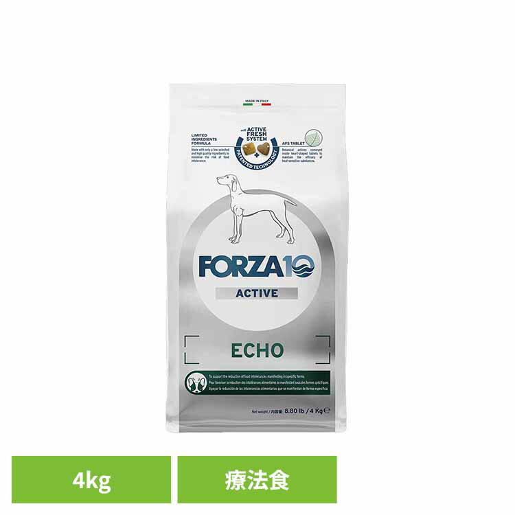 Forza10 エコーアクティブ 並み並み 4kg  治療薬食 自然的 魚 アレルギー反応 耳 マラセチア 耳炎 迷路炎 かゆみ 中粒 犬 【B】