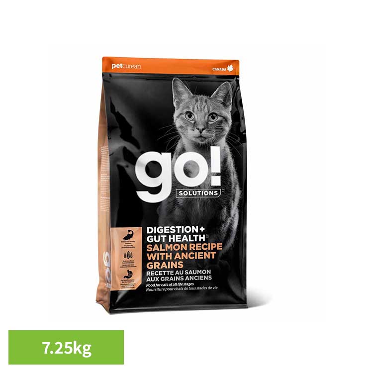 GO！GF 消化・腸の健康キャットサーモン7.25kg  キャットフード  プレミアムフード 消化 腸 乳酸菌 酵母 腸内環境 お腹 サーモン グローバルペットニュートリション 【B】