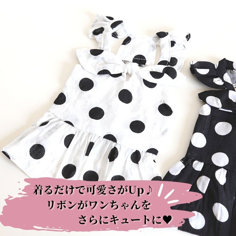 犬 服 春夏 水玉レトロワンピース 水玉 リボン 犬用 ワンピース 2 