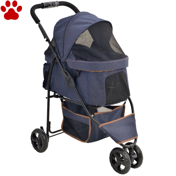 【0】 GEX わんわん手押し車 かっこ良いハンデ Safety ジーンズ柄超小型犬 小型犬 3輪 振りまわす楽にする 兼ね合い走行 ワンタッチ 折りたたみ ペットストローラー 愛玩動物手押し車 セーフティ お出かけ 米国海軍 青 青碧 ジェックス