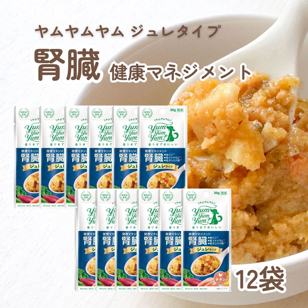 【500円クーポン発行中】 ヤムヤムヤム 腎臓 ジュレタイプ 健康マネジメント 腎臓 30g×12個セット 低リン 低ナトリウム 低タンパク質 犬用 おやつ ウエットフード 犬 ごはん トッピング 犬おやつ yumyumyum ドッグフード 無添加 国