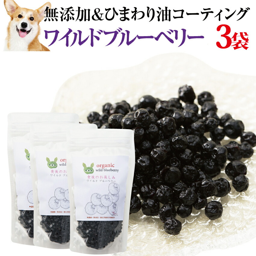 楽天市場 犬 ペットの目 に 有機 無添加 ブルーベリー ワイルドブルーベリー 1袋100g 3袋 おやつ 通常便 送料無料 犬 のご飯とケーキのドッグダイナー