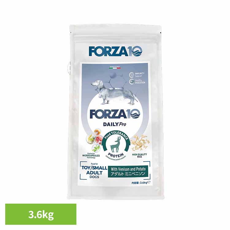 Forza10 Daily Pro 成年者ミニ ベニソン 3.6kg  自然的 アレルギー反応 鹿肉 予防注射 腫れる 米 割り増し金 微粒子 ボンネット 犬 【B】