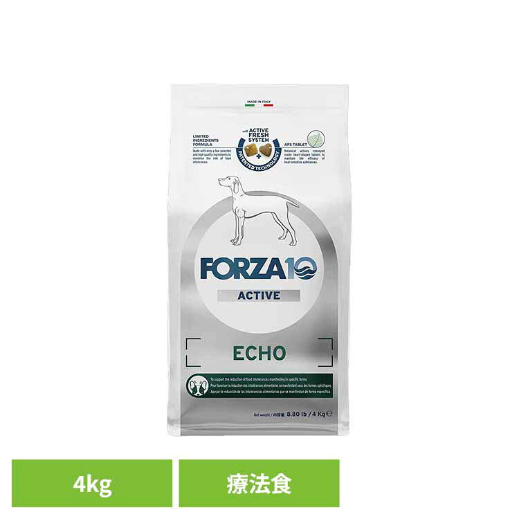 Forza10 エコーアクティブ 並み並み 4kg  治療薬食 自然的 魚 アレルギー反応 耳 マラセチア 耳炎 迷路炎 かゆみ 中粒 犬 【B】