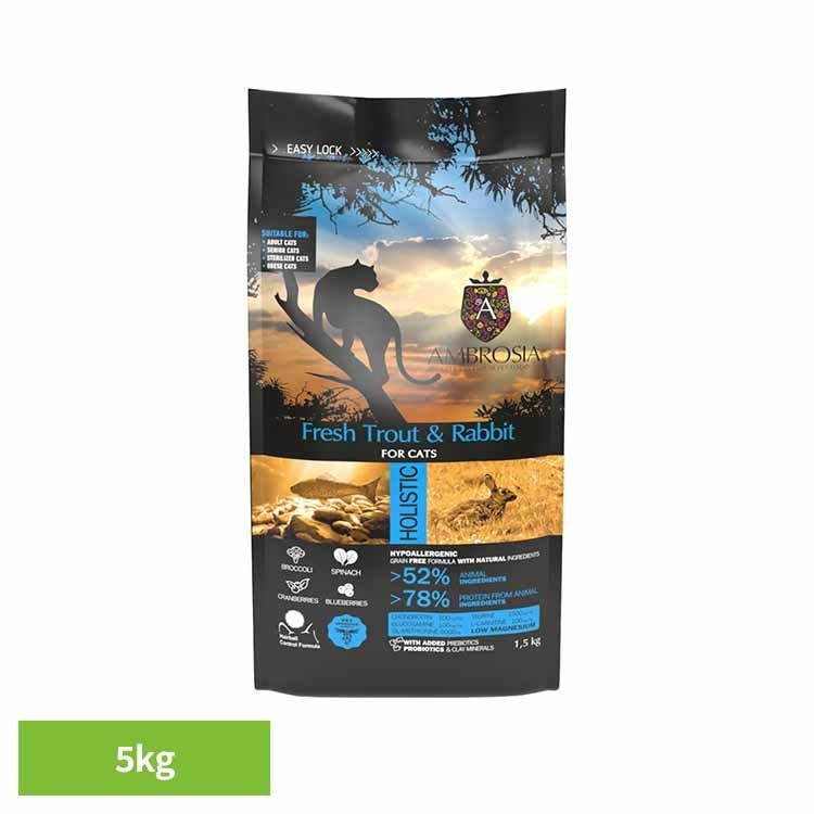 アンブロシア キャットトラウト＆ラビット5kg 522125000 トラウト 鱒 ウサギ ラビット 高たんぱく グレインフリー 超小粒 低脂肪 超小粒 泌尿器 【B】