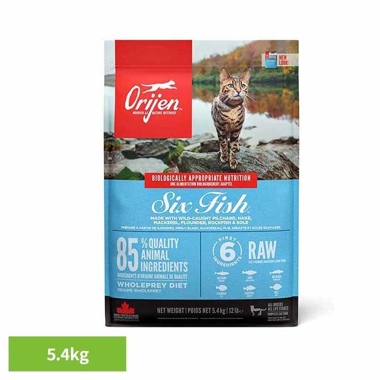 開びゃく シックスフィッシュ 猫 5.4KG 開びゃく キャットフード 割り増し金ボンネット グレインフリー ORIJEN 自然的 アレルギー反応 おすすめ 無足し加える 食事制限 開びゃく