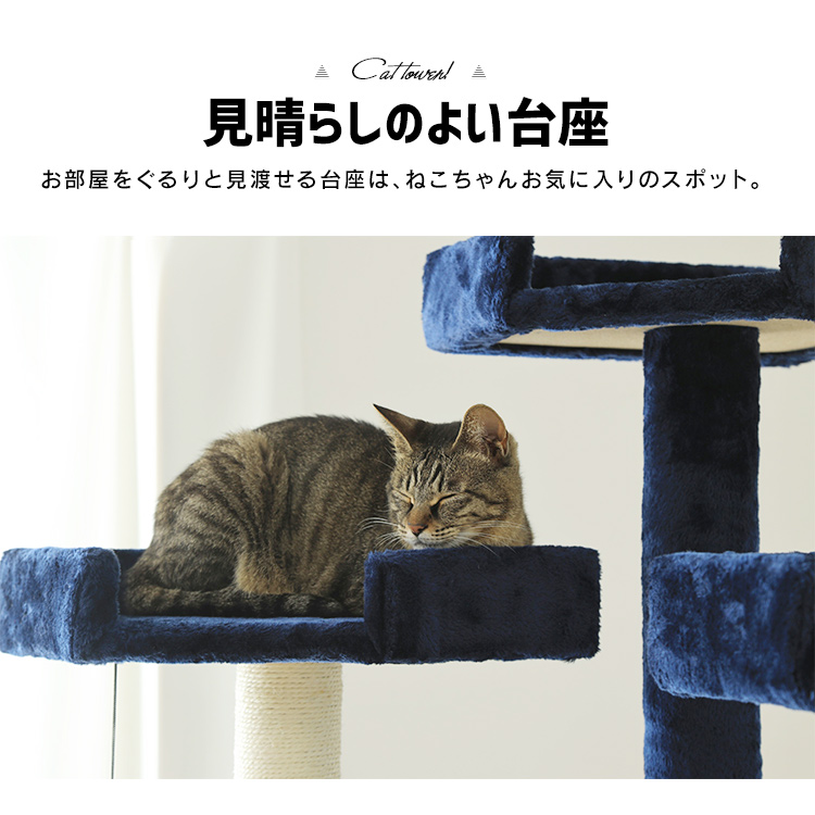 Cthr 61 据え置き ビッグ 1000円クーポン対象 27日迄 送料無料 猫用 猫用 送料無料 キャット 大きめ ホワイト 猫 おしゃれ 高さ 1cm キャットタワー ネイビー 猫タワー 爪とぎ 置き型 ビッグサイズ 大きめ 多頭飼い ハウス付き 運動不足 キャットタワー大型 D