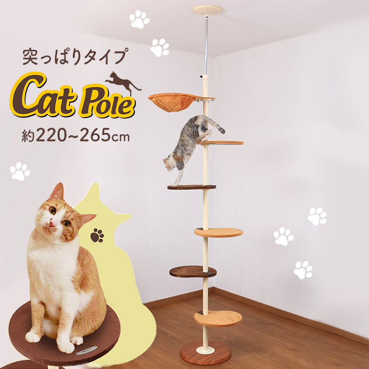 猫 木登り キャットタワー 組み立て簡単 天井まで届く高さ232cm-251cm