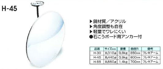 燕振興工業　室内用防犯ミラー　H-30　フレキシブルタイプ　丸型　サイズ：丸310mm
