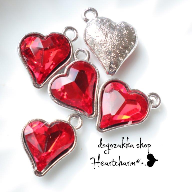 専用　シルバー 925ハート型チャーム 赤 REDハートチャーム｜ネックレスチャーム｜LAMBDA(ラムダ