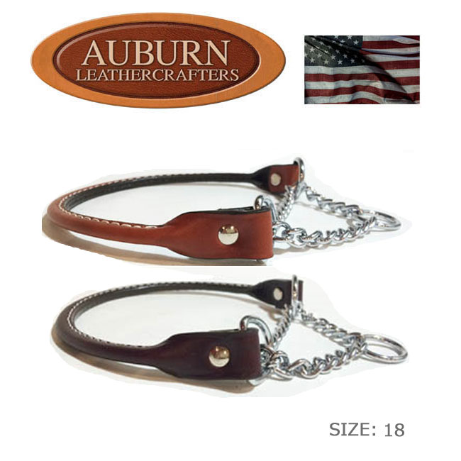 レビューで送料無料 Auburn 丸革チェーン ハーフチョークカラー サイズ 大型犬用 丸革ブライドル 馬具 レザー ペット ペットグッズ 犬用品 首輪 胴輪 リード 首輪 本革 高級 おしゃれ ハーフチョーク しつけ 気質アップ Lexusoman Com