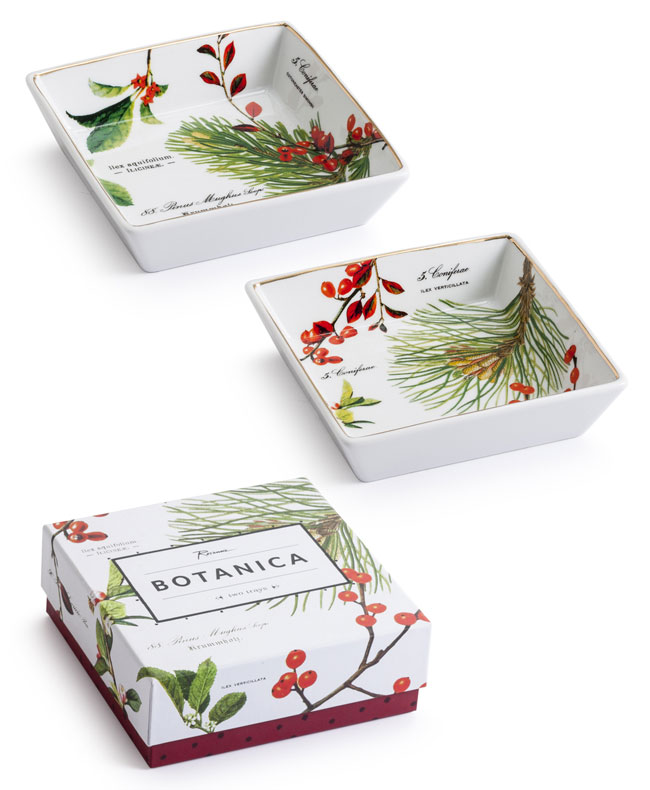 ROSANNA・ロザンナ【ボタニカ　スクエアサイデッドトレイ2枚セット】洋食器 四角い 花柄 ボタニカル おしゃれ ゴールド お正月 おせち 引き出物　引出物 お祝い お返し 内祝い　ギフトセット