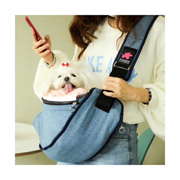 犬用 猫用 ファンドルペットスリング Fundle 小型犬 キャリーバッグ ラージサイズ シンプルデニムペットキャリーバッグ