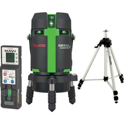 ◆タジマ グリーンレーザー墨出し器 NAVIGEEZAセンサーKJC　三脚セット [ GZASN-KJCSET ] フルライン 受光器・三脚付 ※沖縄・離島は別途送料が必要｜ワカマキ 店