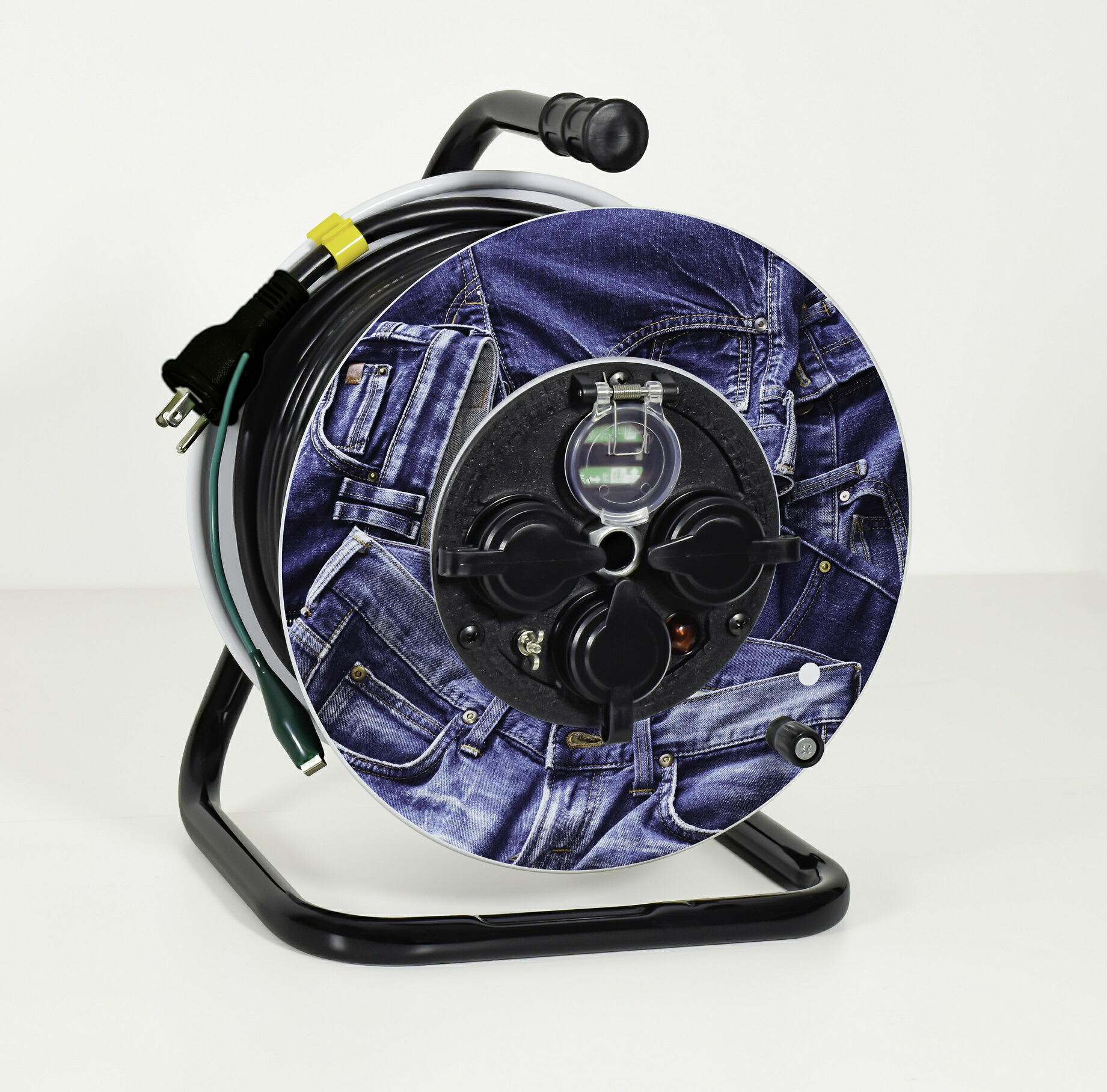 【日動工業】 DM-33-S オリジナル防雨型デザインドラム30m デニム柄 ※沖縄・離島は別途送料が必要