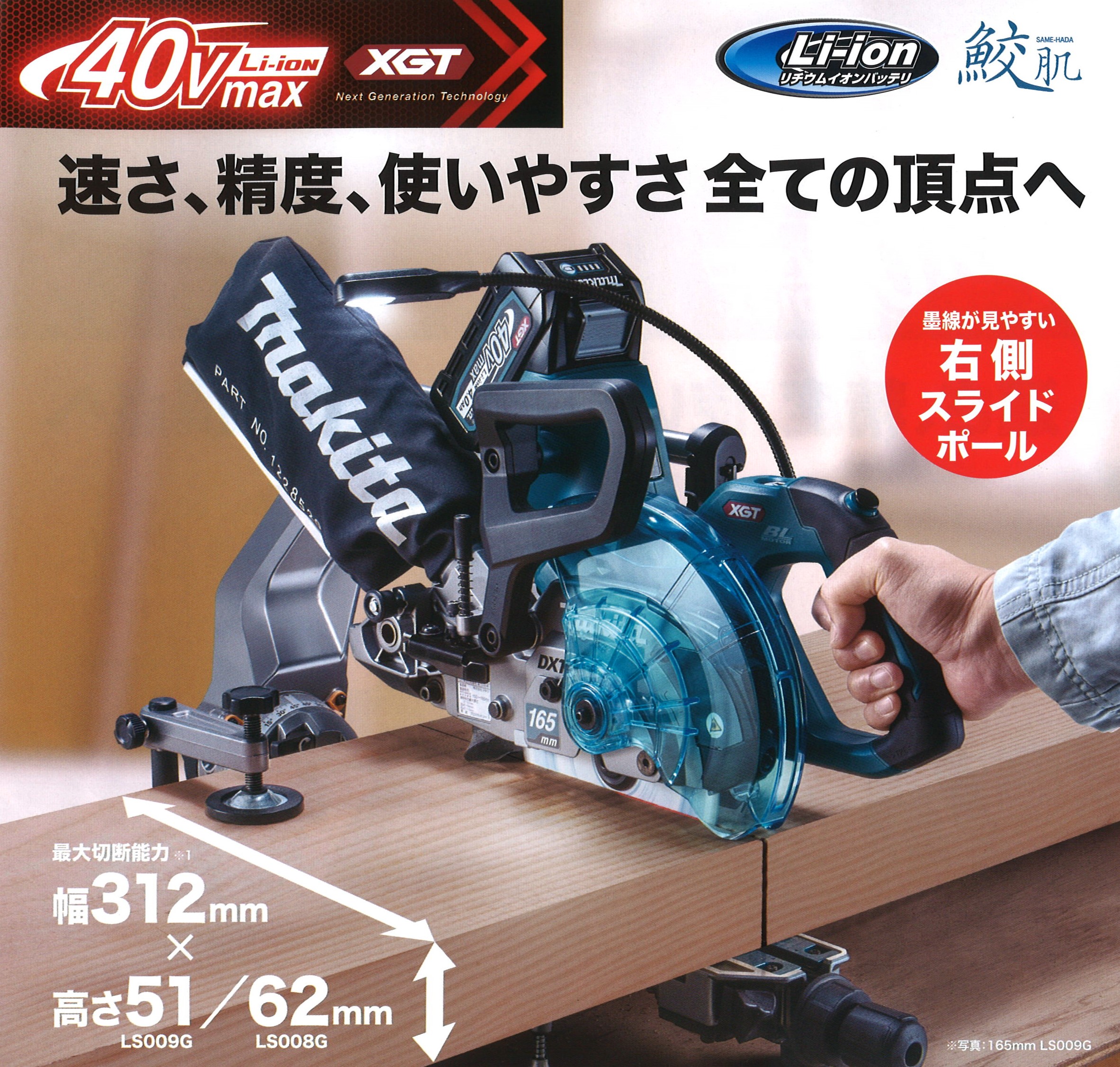 定番入荷 マキタ165mm 40ｖ 充電式マルノコ(鮫肌チップソー付き