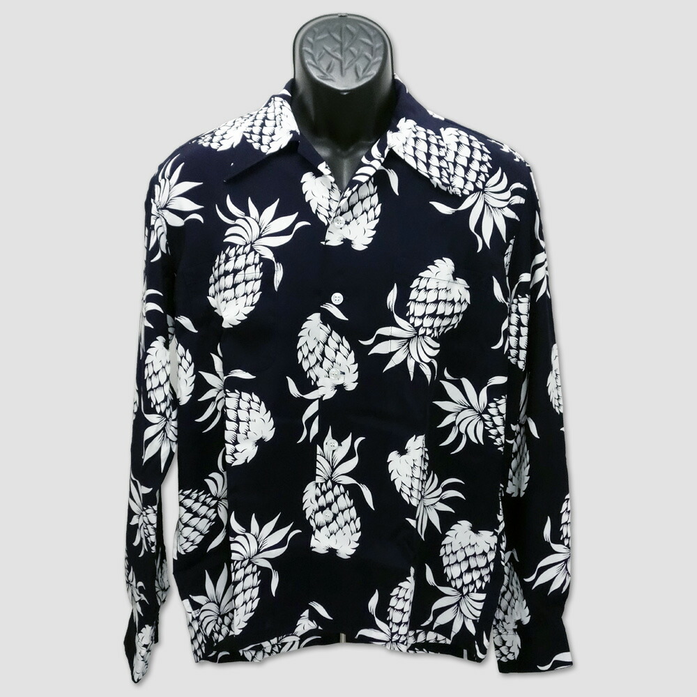 デューク・カハナモク　DUKE KAHANAMOKU　長袖ハワイアンシャツ　&ldquo;DUKE'S PINEAPPLE&rdquo; DK26793｜Doing