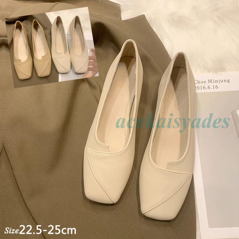 楽天市場】スクエアトゥ フレンチライン 安定感 フラットパンプス ワン