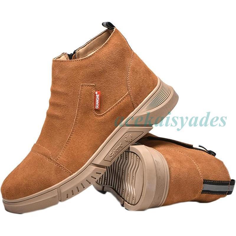 安全ブーツ 溶接靴 スエード 本革 鋼芯入り 安全靴 レザー つま先靴底保護 安全シューズ ハイカット スプラッシュ防止 秋冬 防刺 牛革画像