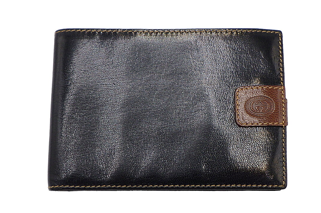 GUCCI(グッチ)二つ折り財布 レザー ブラック 外箱付き 【中古】【人気】【お買い得良品】30796.|ドルチェモデルノ 店