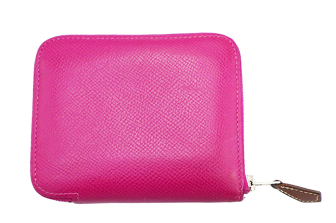 HERMES(エルメス）Azap Compact Silk'in　アザップ コンパクト シルクイン　コンパクトウォレット　ヴォーエプソン　ローズ　C刻 外箱付き【中古】【人気】【お買い得良品】.5253.｜ドルチェモデルノ　店