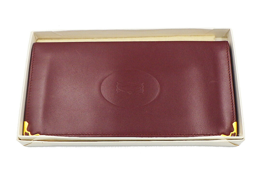 正規品 カルティエ Cartier 財布 札入れ マストライン ボルドー 箱 中古】カルティエ 二つ折り財布 札入れ マストライン レザー