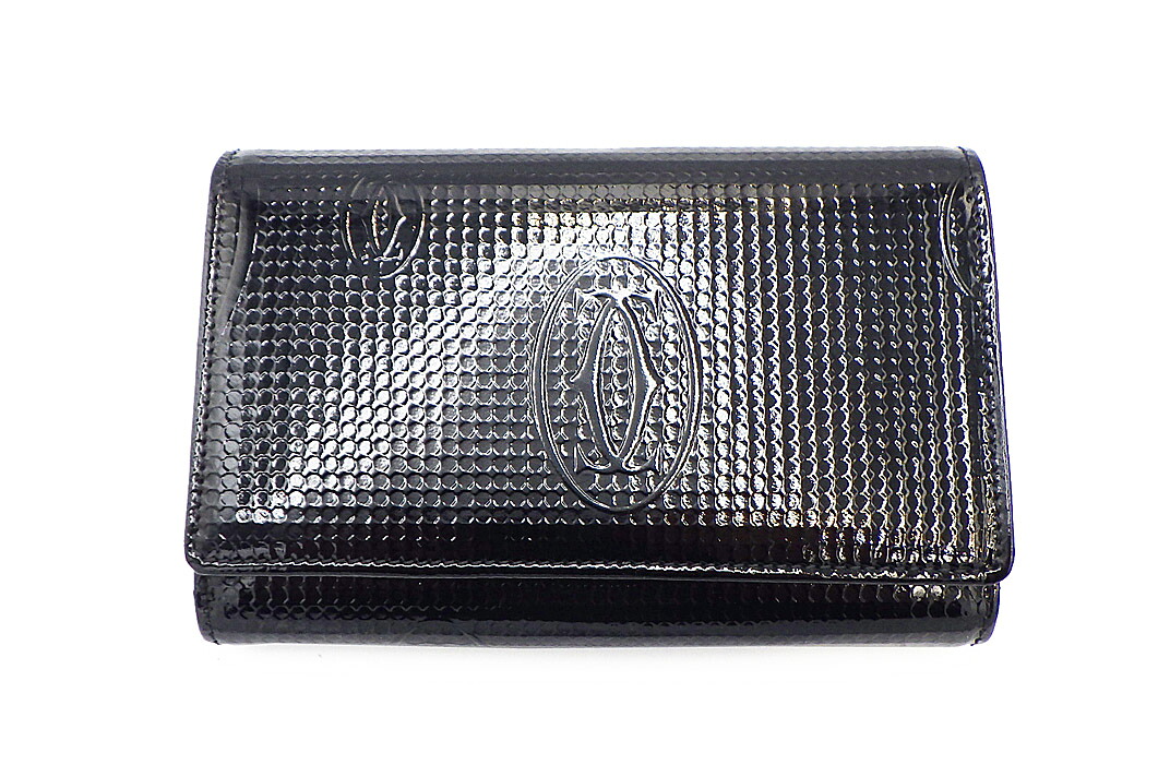 Cartier 【カルティエ】ハッピーバースデーライン ラウンドジップ L3001119 黒いこと 専売特許なめし革 外箱・袋付【中古】【一般受け】【美品】5273.