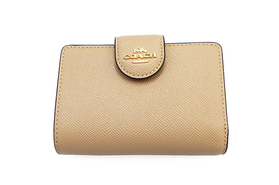 COACH(コーチ) 二つ折り財布 ミディアム コーナー ジウォレット クロスグレイン レザー トープ/IMTAU 6390 【中古】【人気】【美品】5485.|ドルチェモデルノ 店
